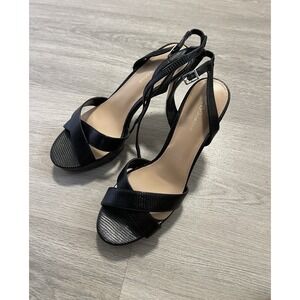 BCBGeneration Women Niada Ankle Strap Platform Sandals Size US 10M Black Lizard